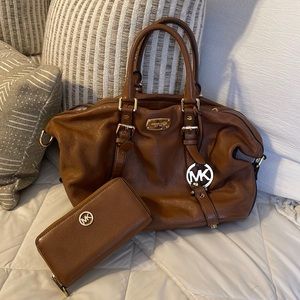 MK brown handbag & wallet. Well loved and still has life left. Make me an offer